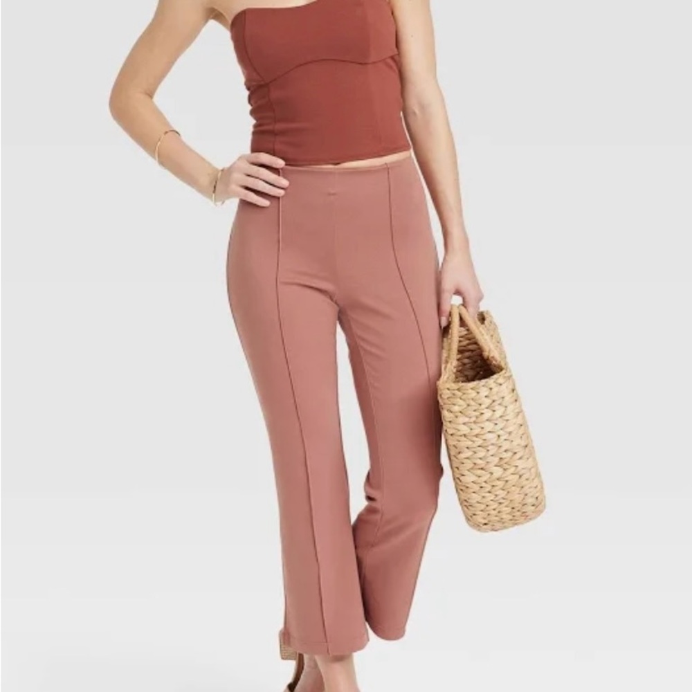 Women’s high waist cropped kick flare pull on pant